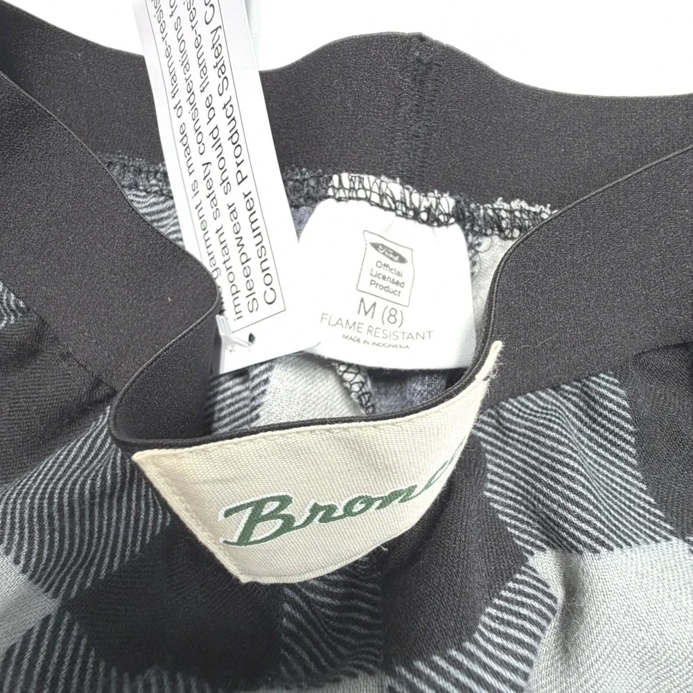 Bronco Buffalo Plaid Pajama Pants Youth 8 Black Gray‎ NWT Lounge Sleepwear